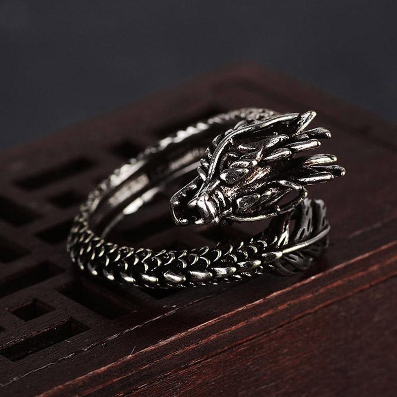Fanduco Rings Adjustable Coiled Dragon Ring