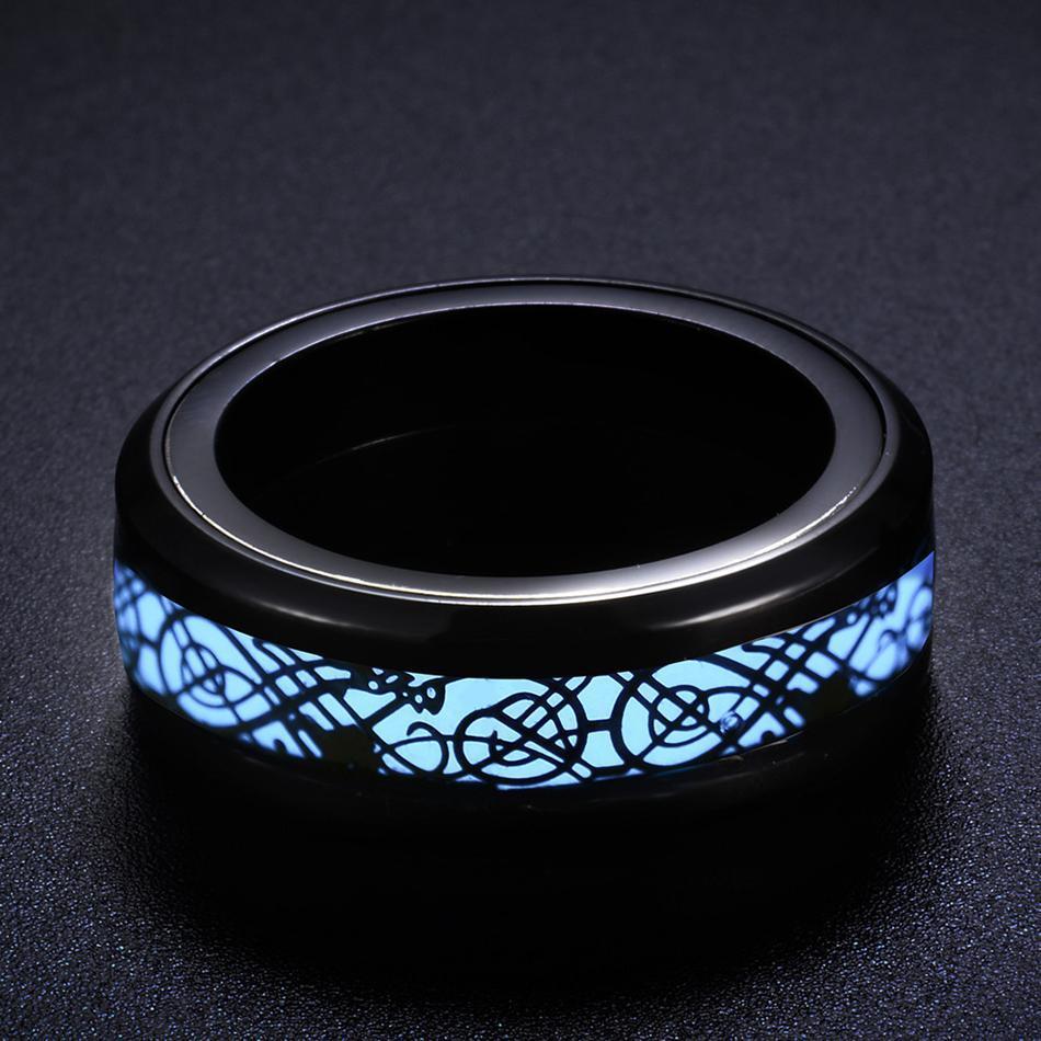 Fanduco Rings Celtic Dragon Blue Glow Ring