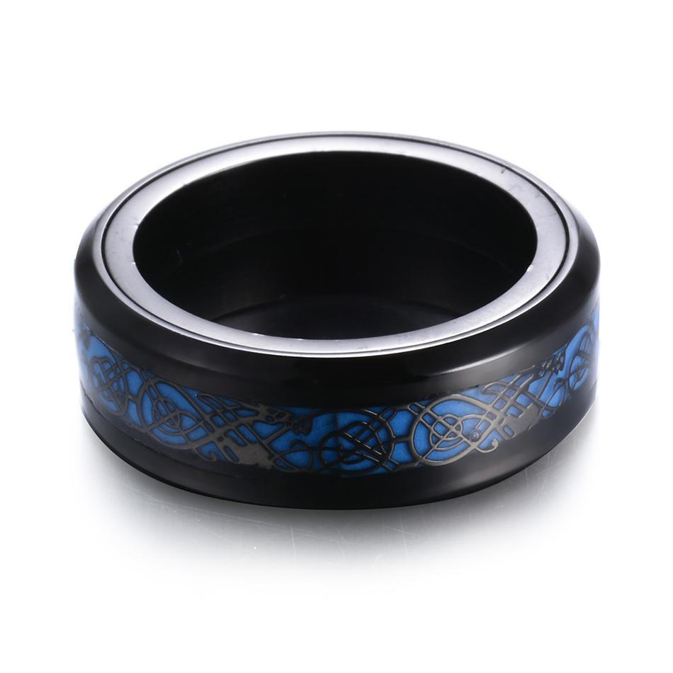 Fanduco Rings Celtic Dragon Blue Glow Ring