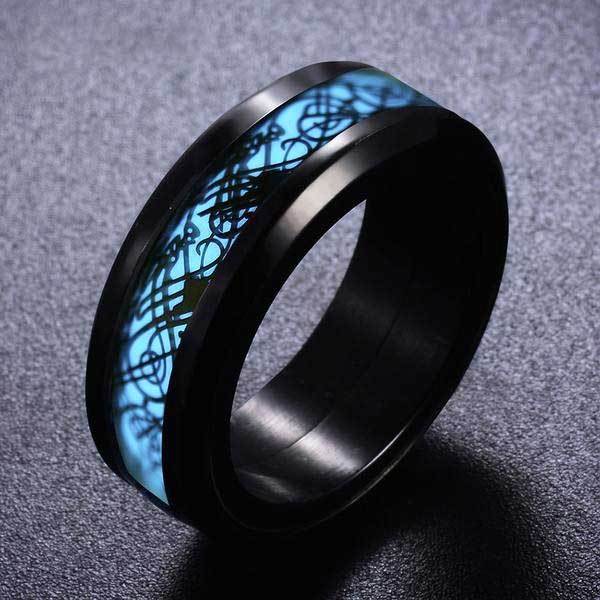Fanduco Rings Celtic Dragon Blue Glow Ring