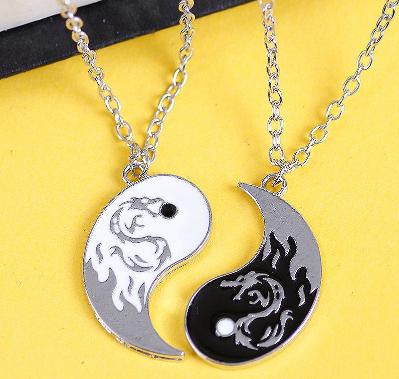 Fire Dragons Yin & Yang Couple Necklaces