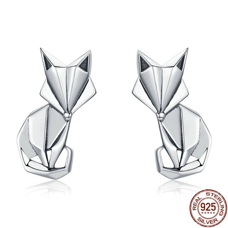 Origami Fox Sterling Silver Ring and Earrings Set