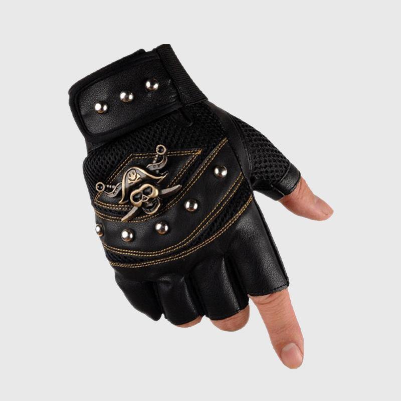 Pirate Skull Leather Gloves - Wyvern's Hoard
