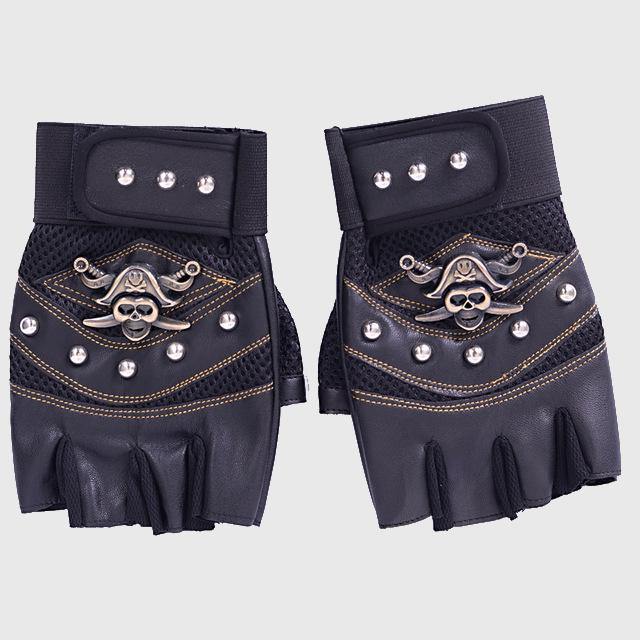 Pirate Skull Leather Gloves - Wyvern's Hoard