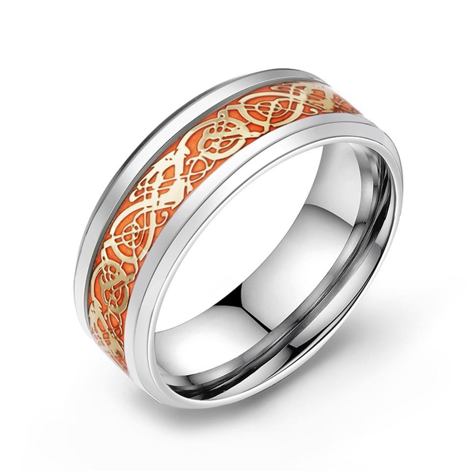 Celtic Dragon Glow In The Dark Ring (Yellow or Blue Glow) - Wyvern's Hoard