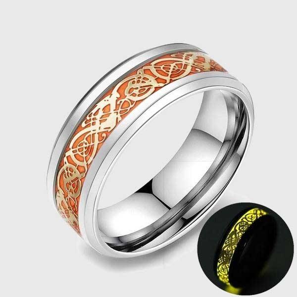 Celtic Dragon Glow In The Dark Ring (Yellow or Blue Glow) - Wyvern's Hoard