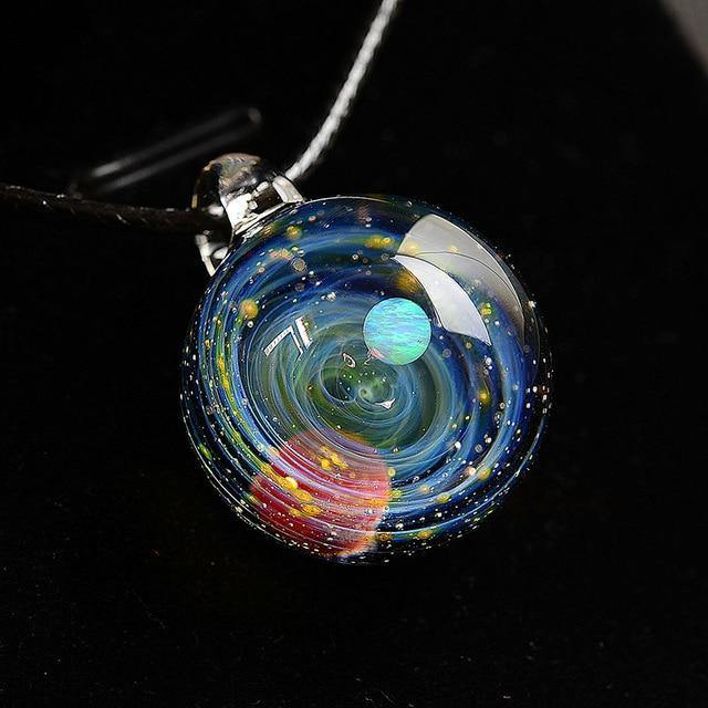 Cosmic Opal Glass Sphere Necklace - Wyvern's Hoard