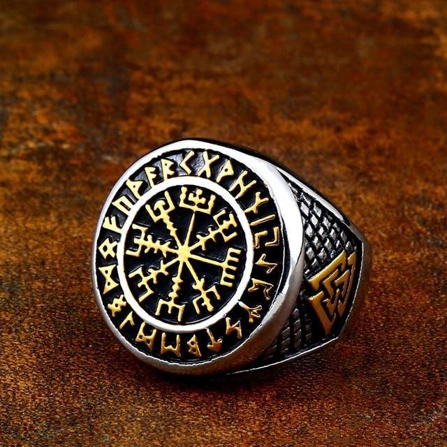 Vegvisir Rune Signet Ring - Wyvern's Hoard