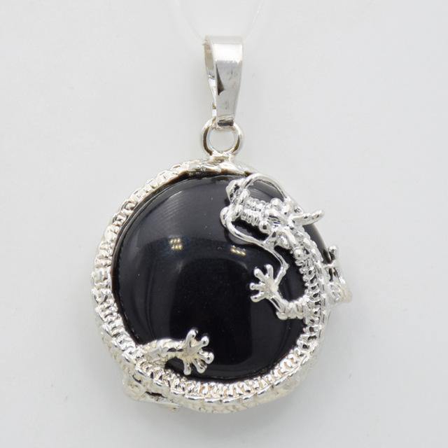 Fortune Dragon Natural Stone Pendant - Wyvern's Hoard