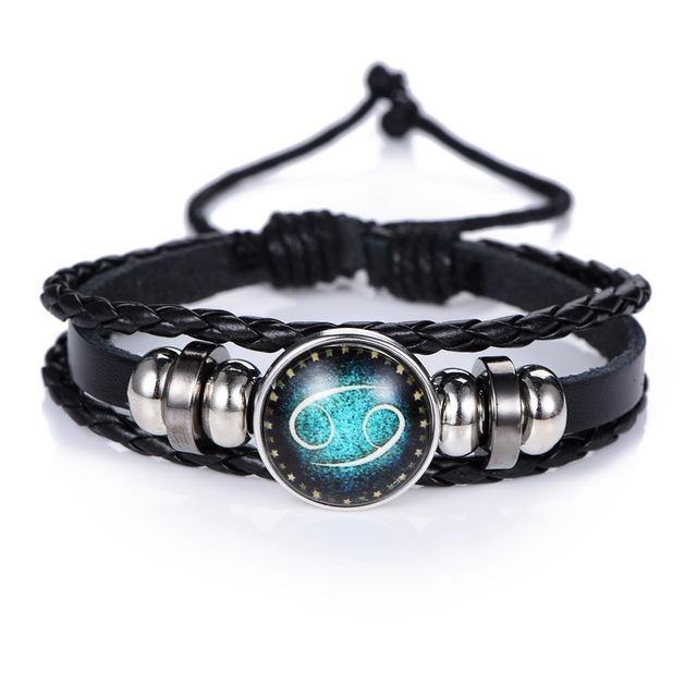 Glow In The Dark Leather Zodiac Sign Bracelets - Wyvern's Hoard