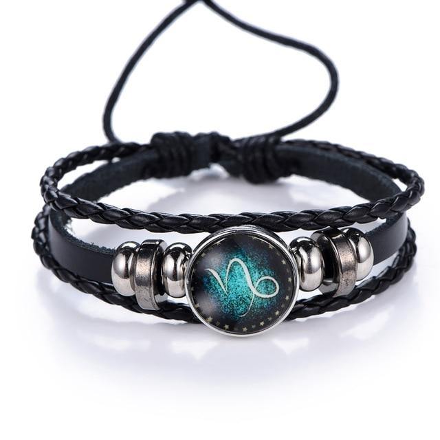 Glow In The Dark Leather Zodiac Sign Bracelets - Wyvern's Hoard