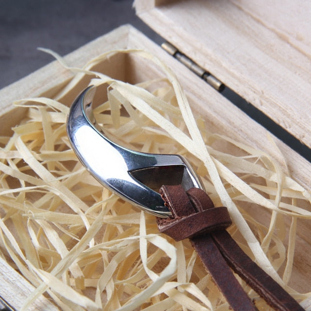 Steel & Leather Wolf Fang Necklace