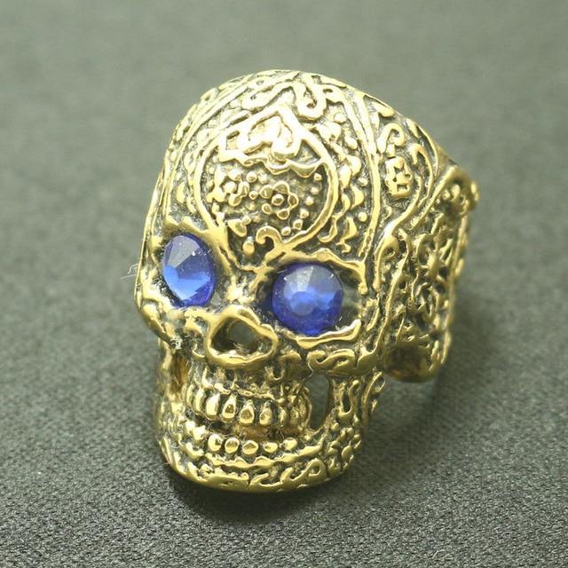 Blue-Eyed Sugar Skull Ring - Wyvern's Hoard