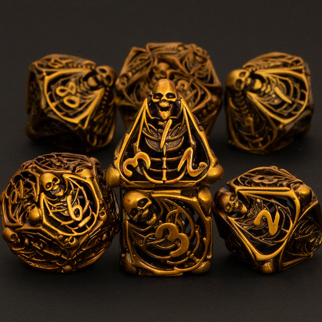 Skeletal Hollow Metal Polyhedral Dice Sets