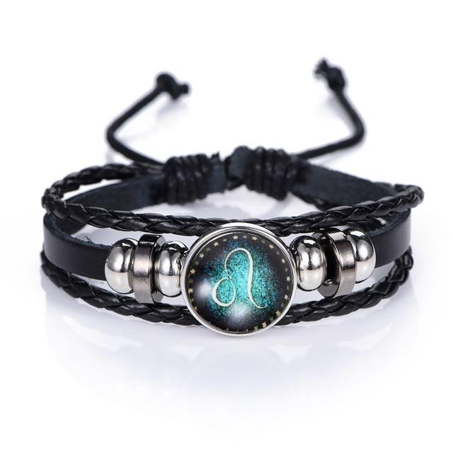 Glow In The Dark Leather Zodiac Sign Bracelets - Wyvern's Hoard