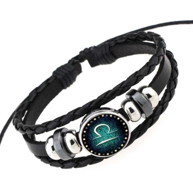 Glow In The Dark Leather Zodiac Sign Bracelets - Wyvern's Hoard