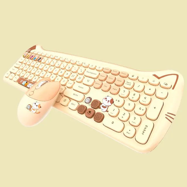 Kitty Kat Wireless Keyboard and Mouse Set