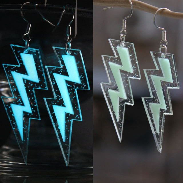 Glow In The Dark Lightning Earrings