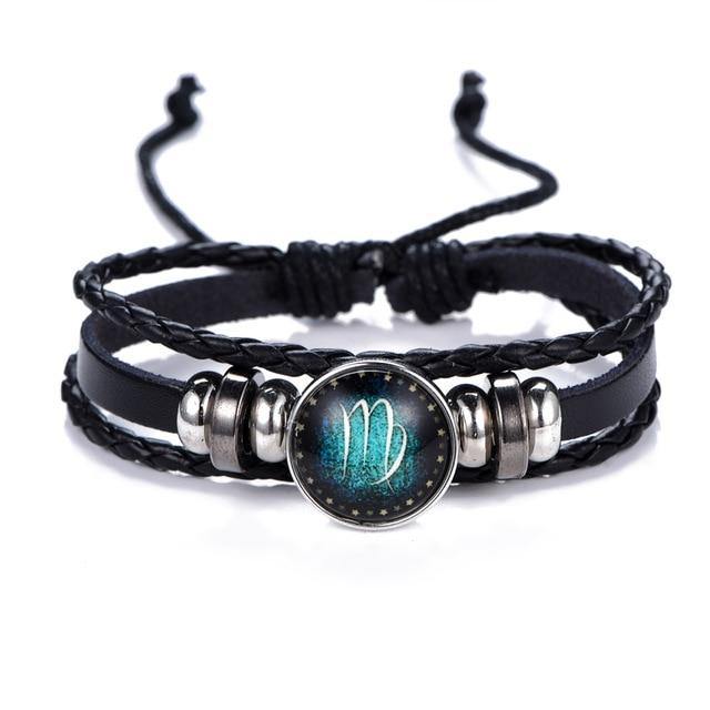 Glow In The Dark Leather Zodiac Sign Bracelets - Wyvern's Hoard