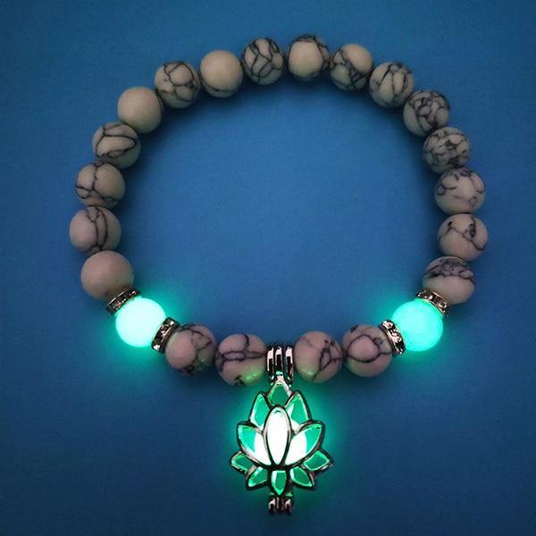 Glow in the Dark Lotus Stone Bracelet - Wyvern's Hoard