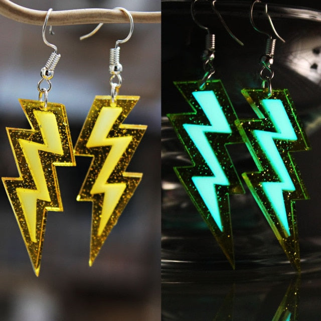 Glow In The Dark Lightning Earrings