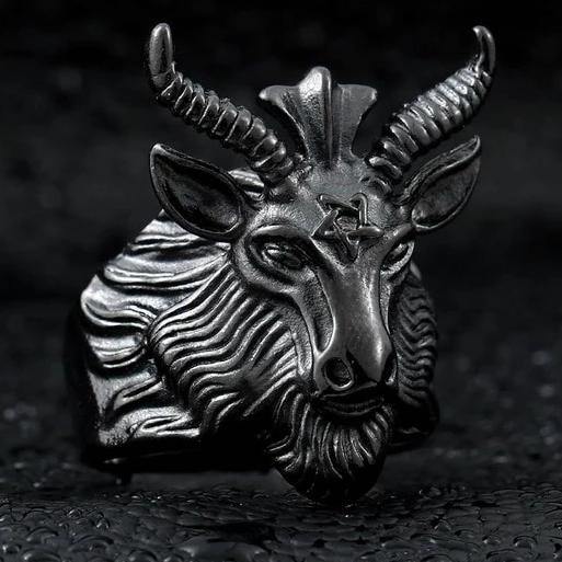 Baphomet Goat Head Ring - Wyvern's Hoard