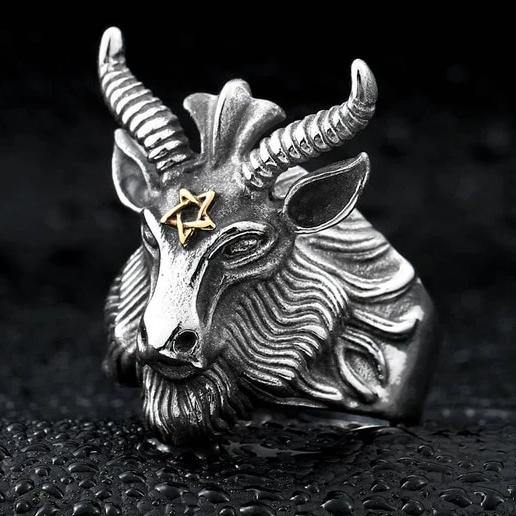 Baphomet Goat Head Ring - Wyvern's Hoard