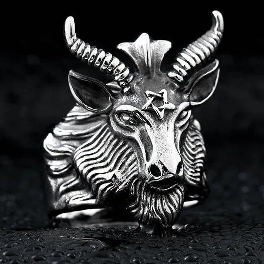Baphomet Goat Head Ring - Wyvern's Hoard