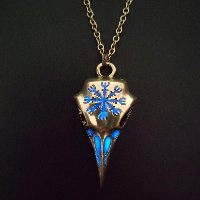 Glow in the Dark Runic Raven Amulet Necklace - Wyvern's Hoard