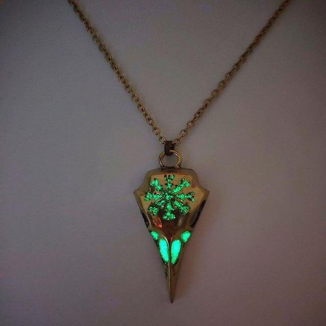 Glow in the Dark Runic Raven Amulet Necklace - Wyvern's Hoard