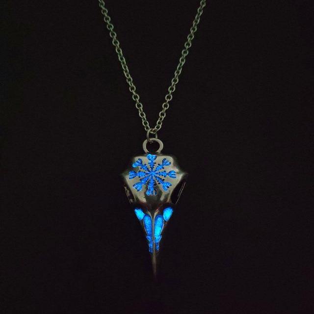 Glow in the Dark Runic Raven Amulet Necklace - Wyvern's Hoard