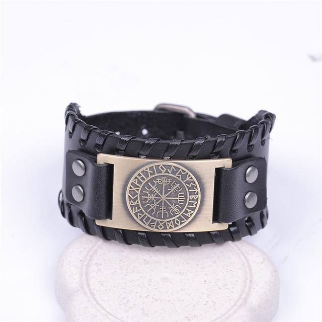 Vegvisir Leather Bracelet - Wyvern's Hoard