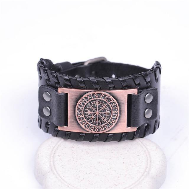Vegvisir Leather Bracelet - Wyvern's Hoard