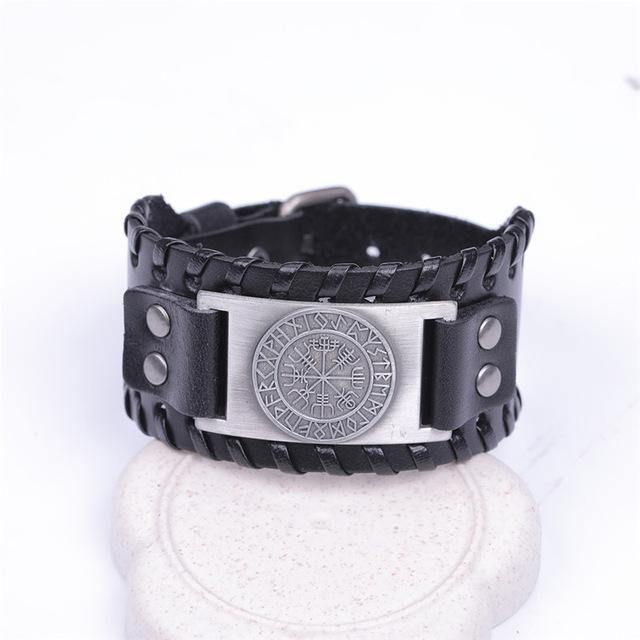 Vegvisir Leather Bracelet - Wyvern's Hoard