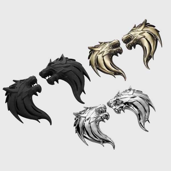 Epic Wolf Head Emblems (1 Pair)