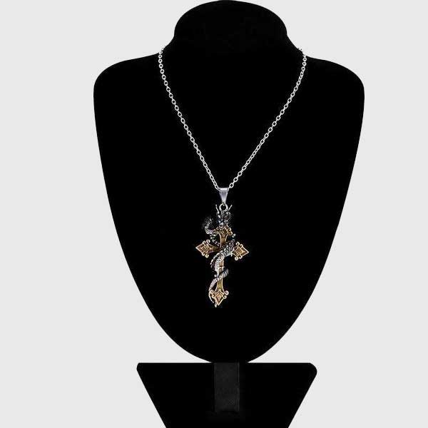 Celtic Cross Dragon Necklace