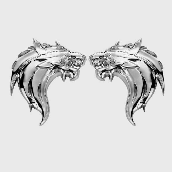 Epic Wolf Head Emblems (1 Pair)