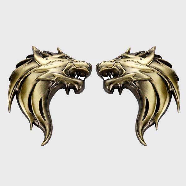 Epic Wolf Head Emblems (1 Pair)